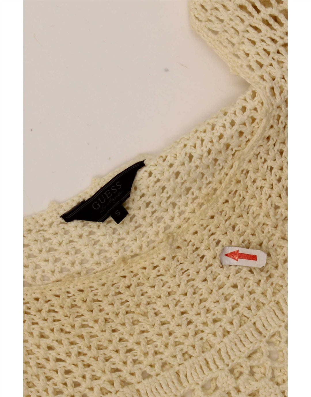 Guess Dame hæklet A-Line Kjole UK 8 Small Beige Polyester