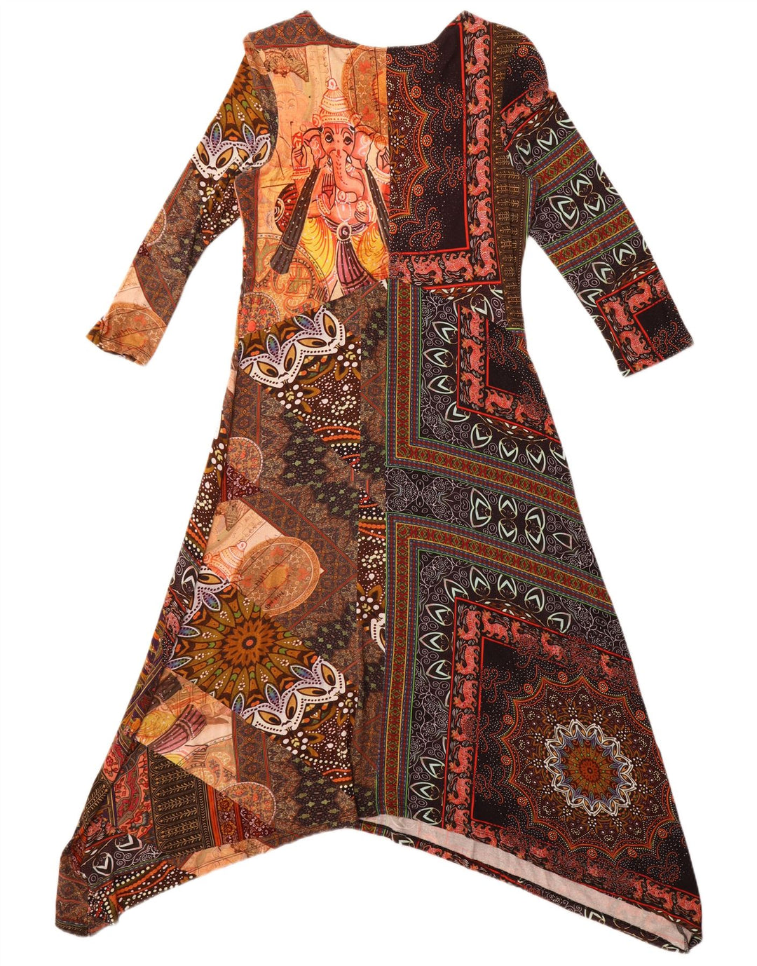 Desigual 3/4 ærmet maxikjole til kvinder UK 14 Stor flerfarvet viskose