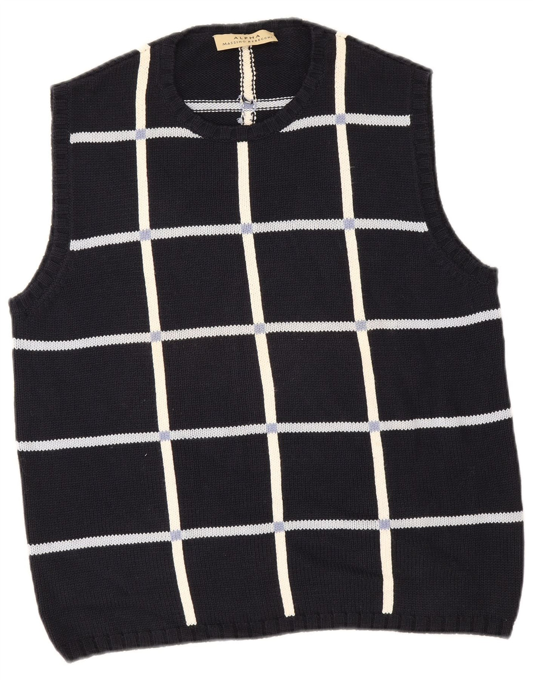 Massino Rebecchi Herre Alpha Vest Tank Top IT 50 Medium Navy Blue Geometric