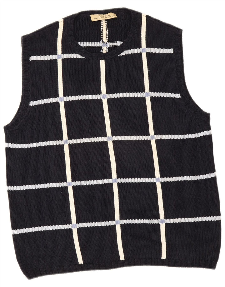 Massino Rebecchi Herre Alpha Vest Tank Top IT 50 Medium Navy Blue Geometric