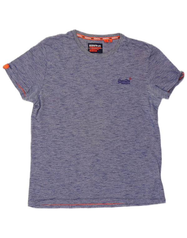 Superdry T-shirt top til mænd, stor blå flækket bomuld