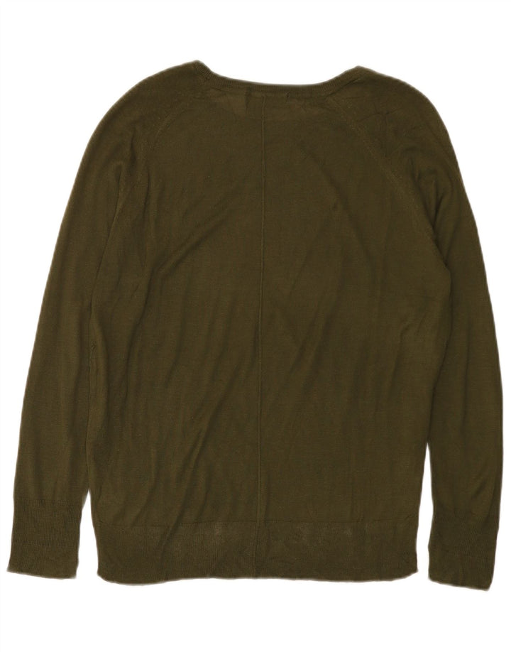 Zara Dame Boat Neck Jumper Sweater UK 14 Medium Green Viscose