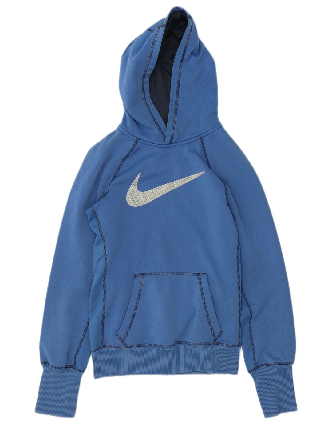 Nike Graphic Hoodie Jumper UK 10 Small Blue Polyester