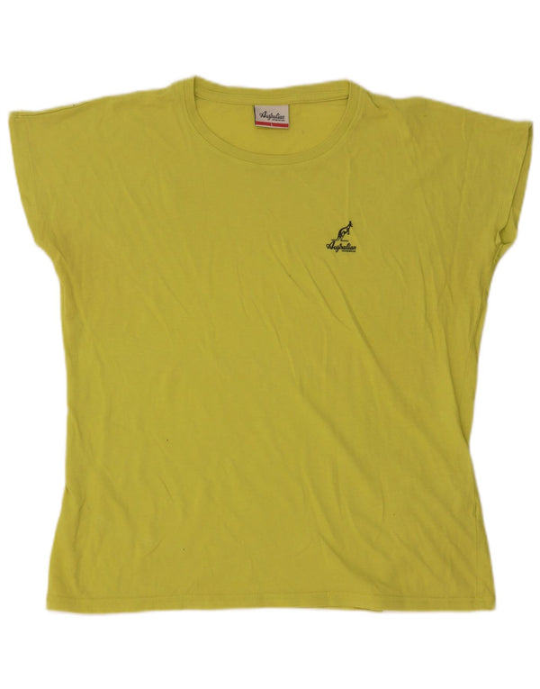 AUSTRALIAN L'ALPINA Dame T-Shirt Top UK 16 Stor Gul