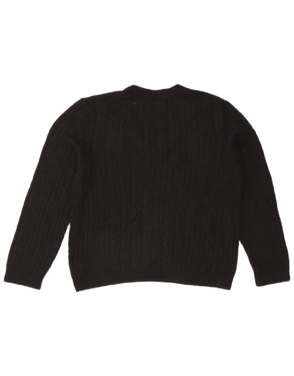 TOMMY HILFIGER Dame V-hals sweater UK 14 Medium Sort Nylon