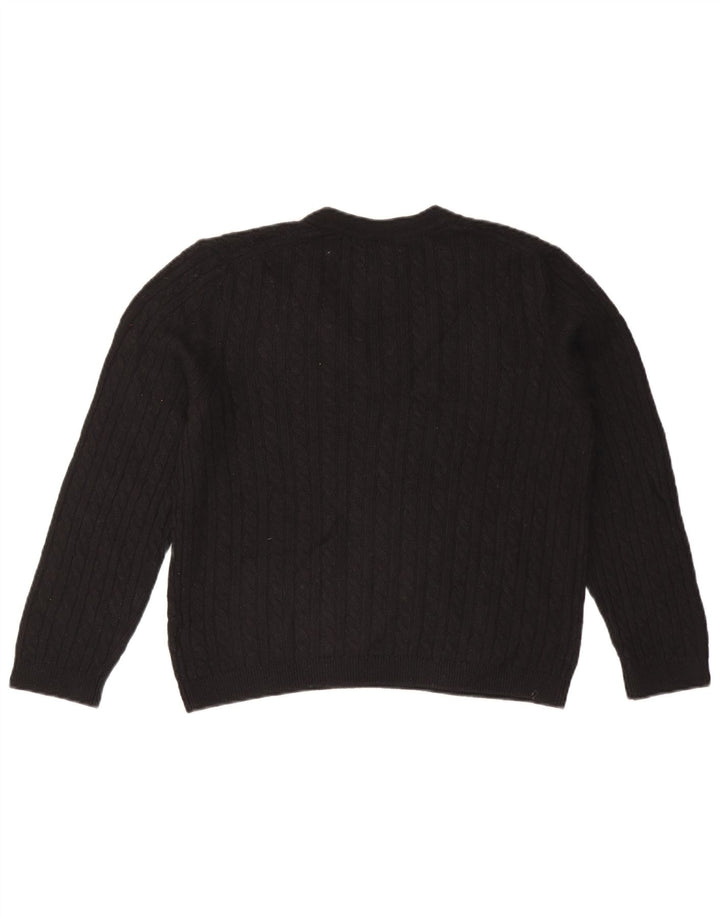 TOMMY HILFIGER Dame V-hals sweater UK 14 Medium Sort Nylon