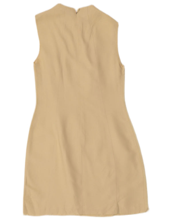 Sisley Womens Sleeveless Sheath Dress UK 10 Small Beige Acetate