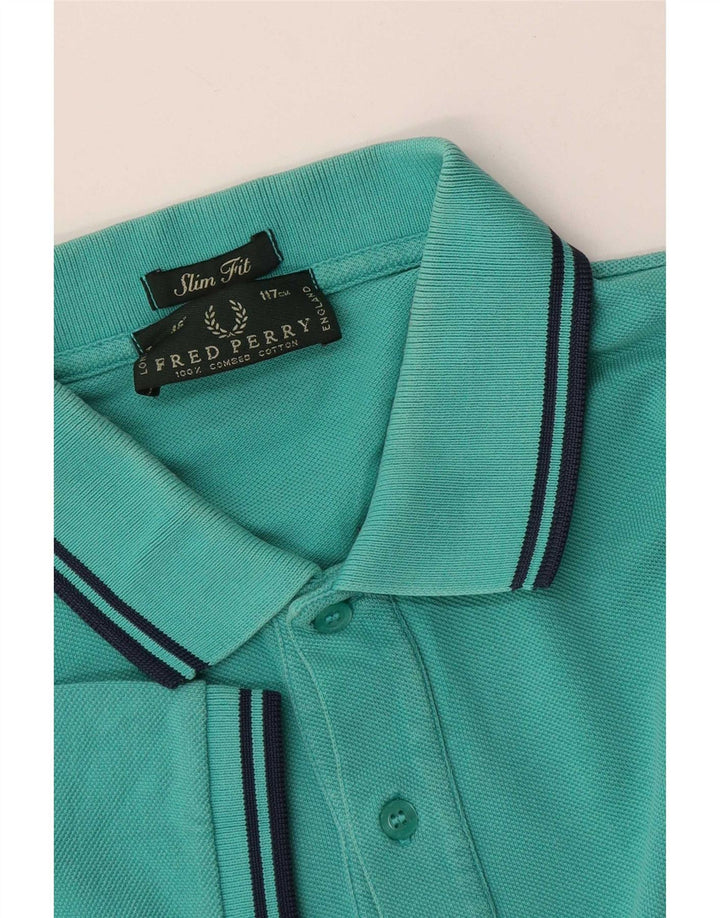 Fred Perry Herre Slim Fit Polo Shirt Stor turkis bomuld