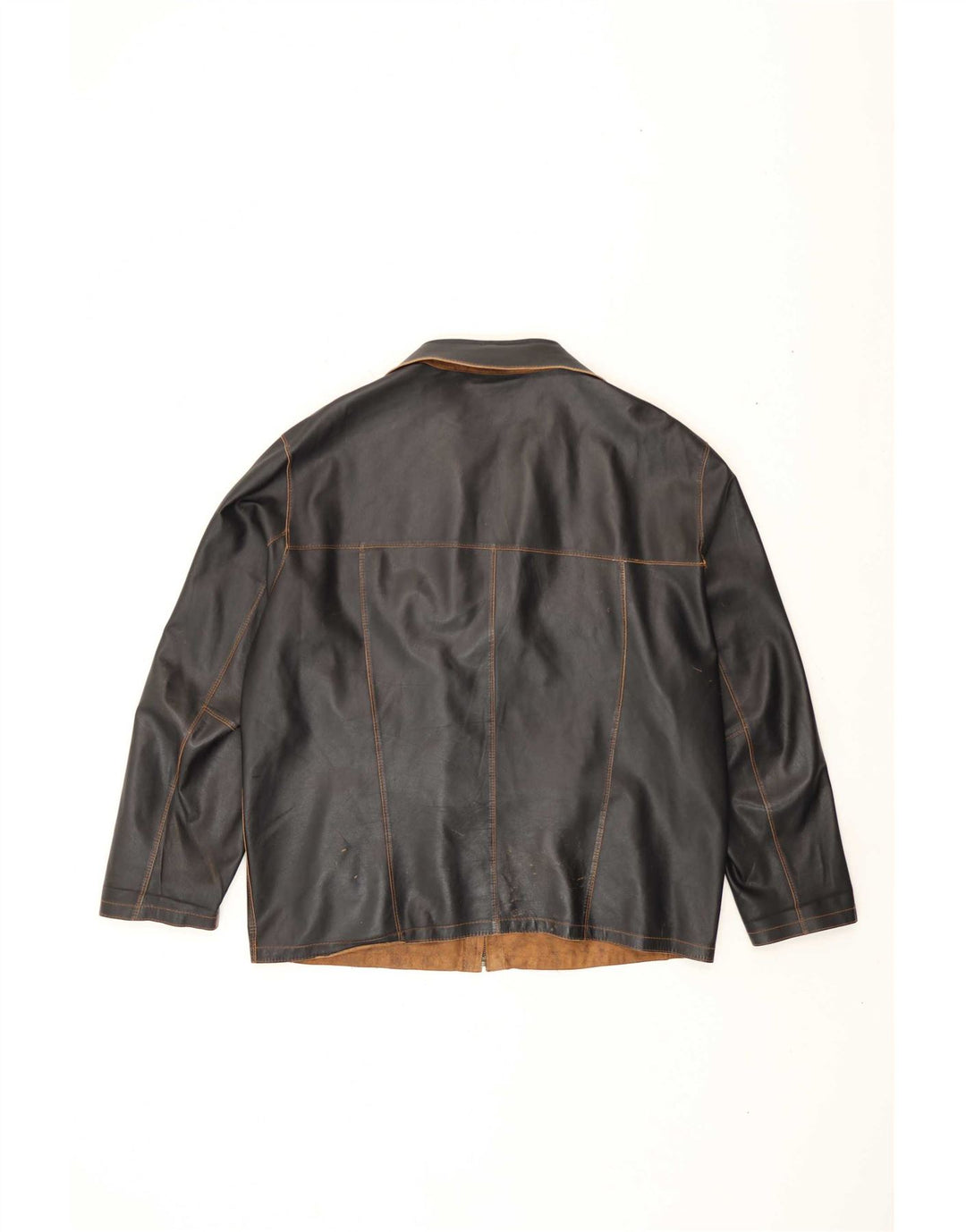 Vintage Herre Vendbar Læderjakke EU 56 3XL Brun