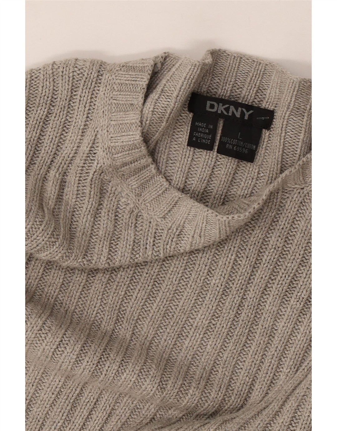 DKNY Dame Boat Neck Jumper Sweater UK 16 Stor Grå Bomuld
