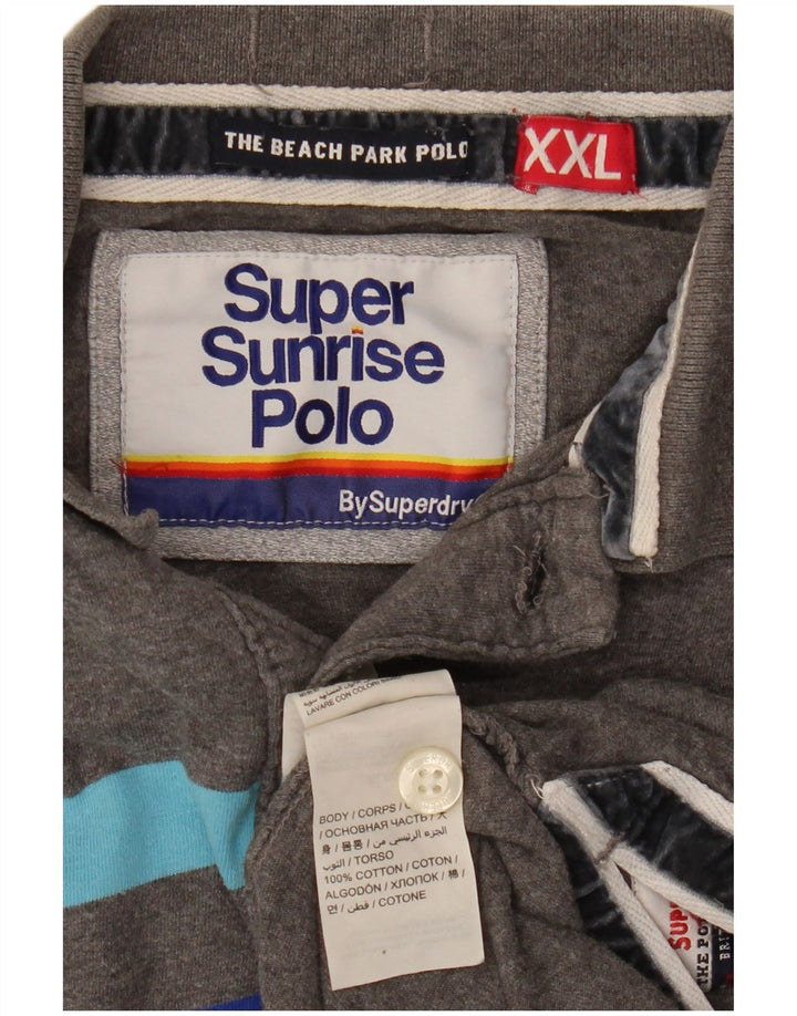 Superdry grafisk poloshirt til mænd 2XL gråstribet bomuld