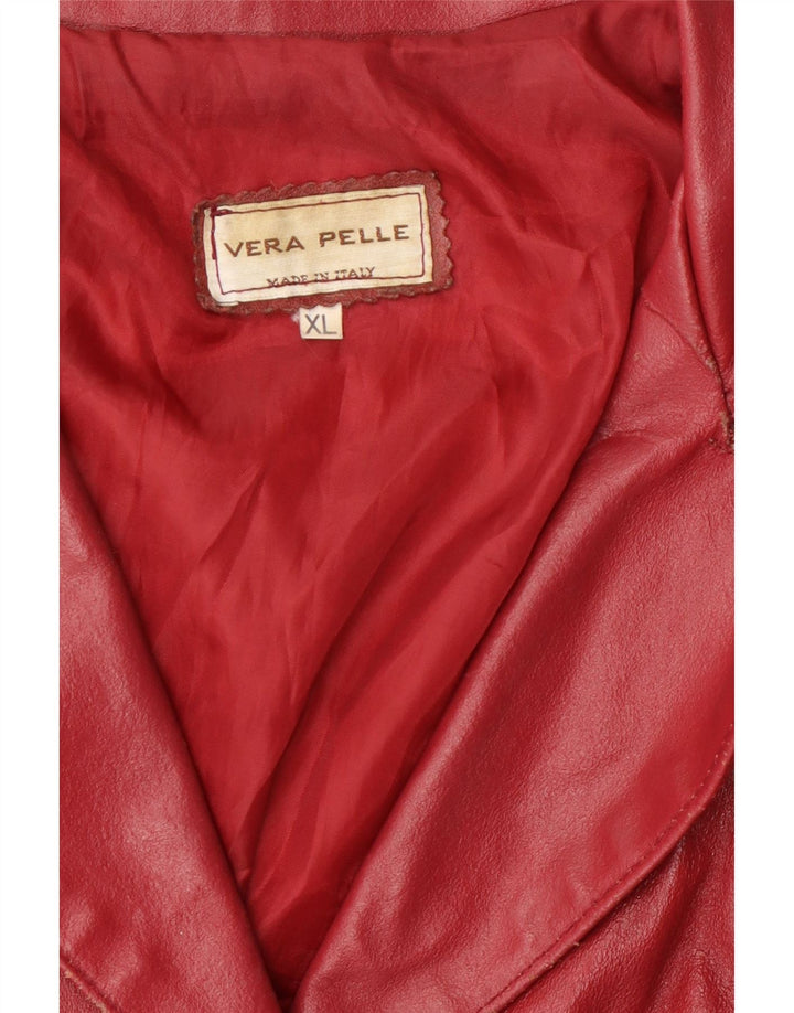 Vintage læderfrakke til kvinder UK 18 XL rødt læder