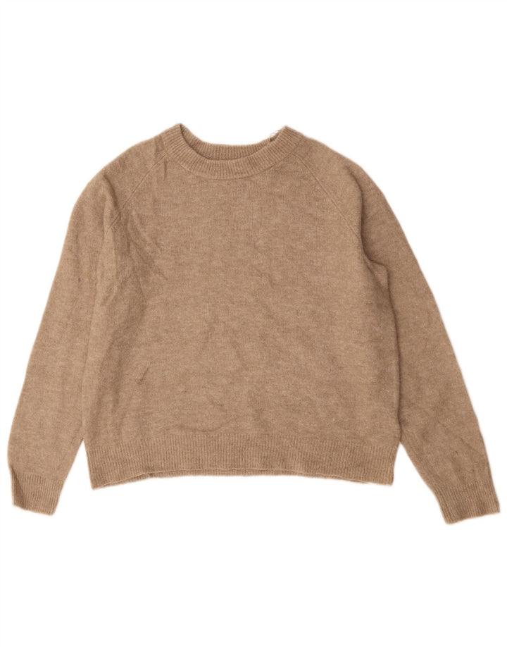 Zara Dame Boat Neck Jumper Sweater UK 14 Medium Beige Polyamid