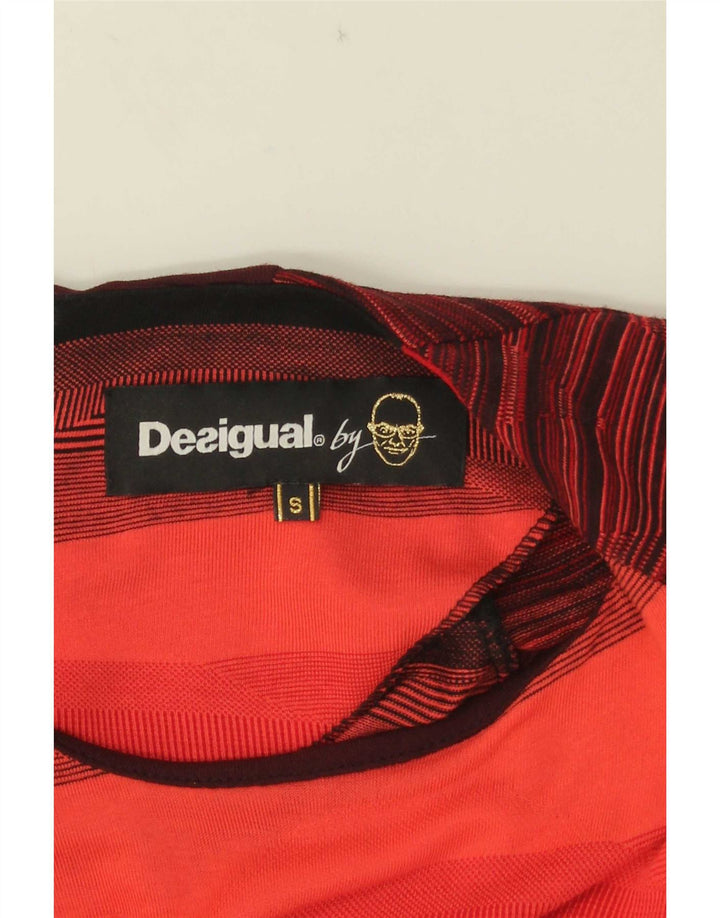 Desigual Kvinders Skede Kjole UK 10 Lille Rød Stribet