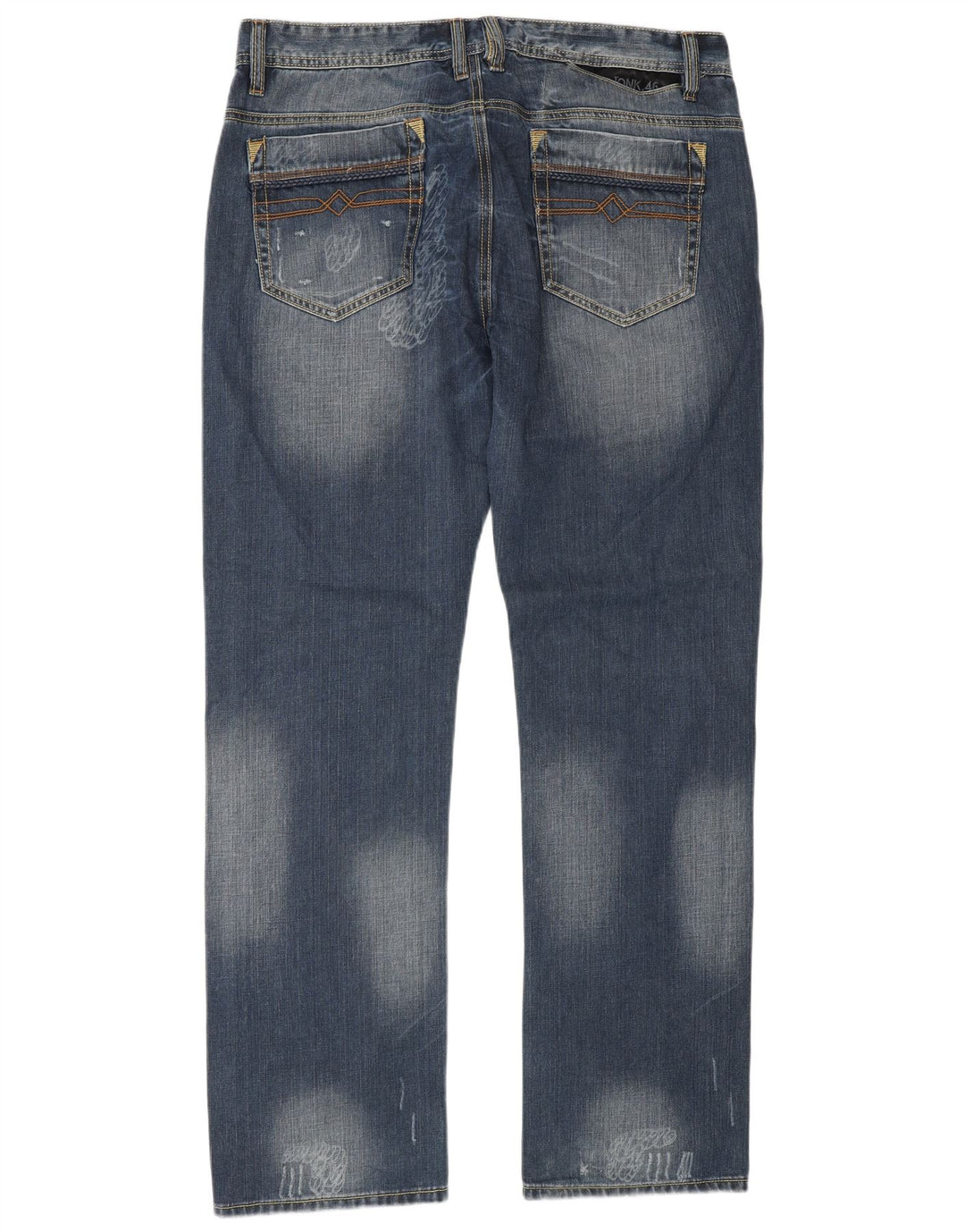 Vintage Herre Distressed Straight Jeans IT 54 2XL W36 L34 Blå Bomuld