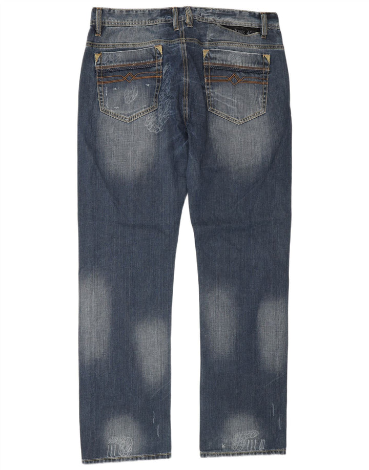 Vintage Herre Distressed Straight Jeans IT 54 2XL W36 L34 Blå Bomuld