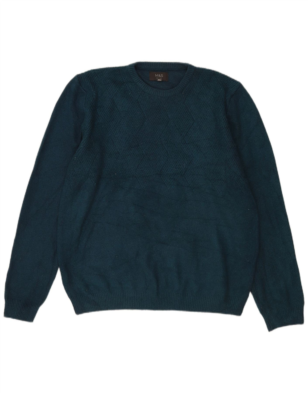 Marks & Spencer Herre sweater med rund hals, stor blå akryl