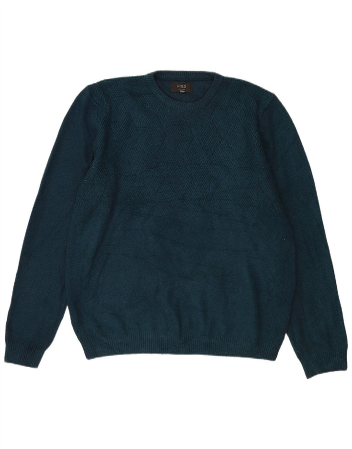 Marks & Spencer Herre sweater med rund hals, stor blå akryl