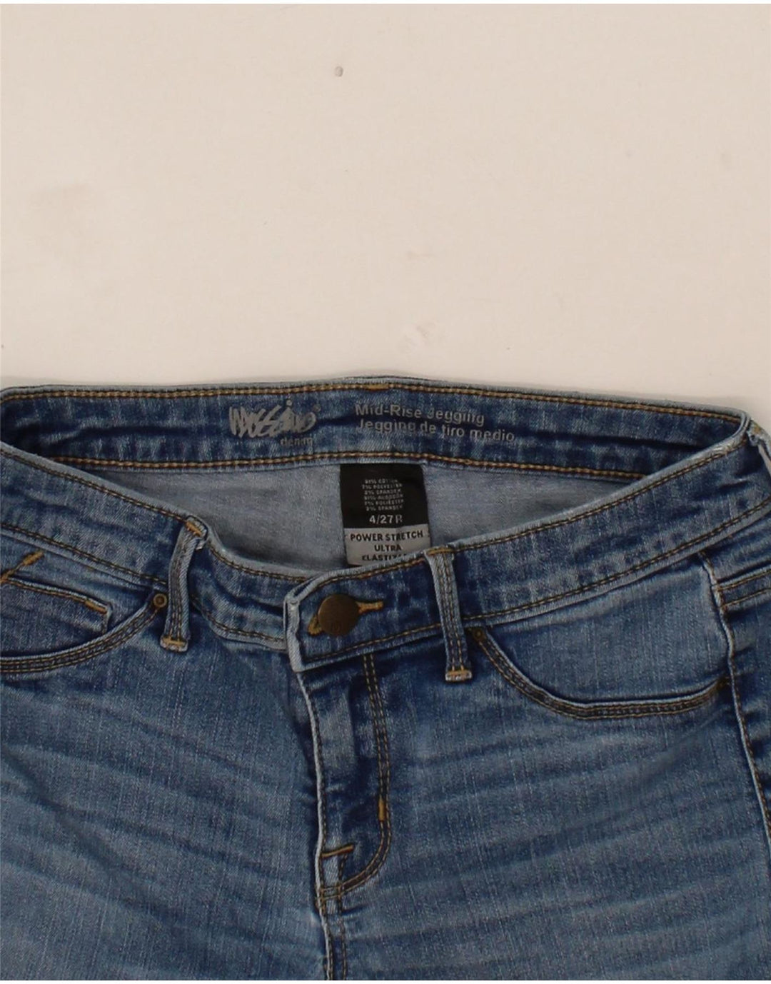 MOSSIMO Womens Power Stretch Jegging Jeans US 4 Small W27 L29 Blue Vintage Mossimo and Second-Hand Mossimo from Messina Hembry 