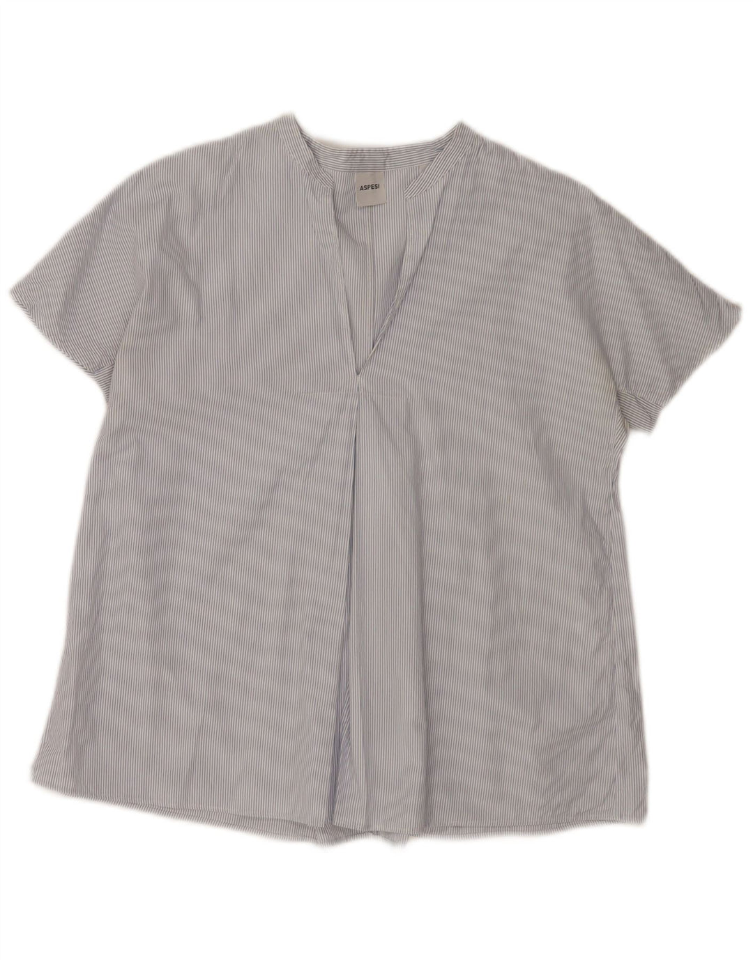 Aspesi Dame Bluse Top EU 38 Medium Blue Pinstripe Bomuld