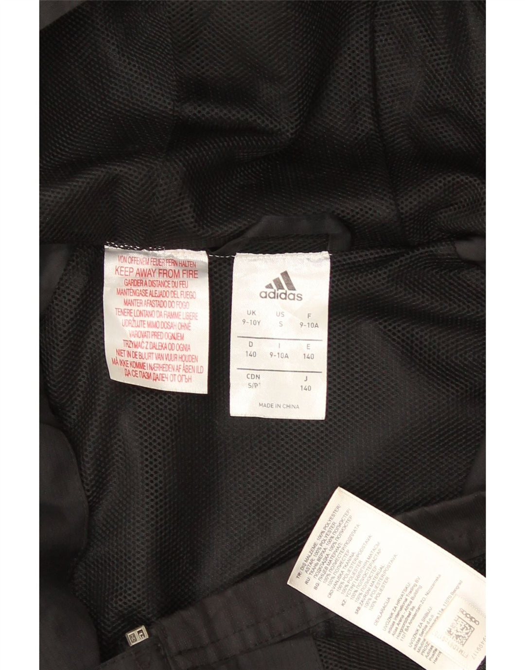 Adidas Regnjakke med hætte til drenge 9-10 år sort polyester