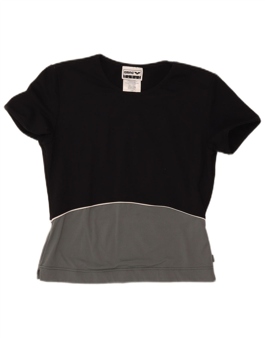 Arena Womens Crop T-Shirt Top UK 10 Small Black Colourblock Polyester