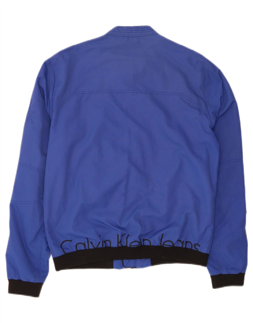 CALVIN KLEIN JEANS Mens Bomber Jacket UK 36 Small Blue Polyester Vintage Calvin Klein Jeans and Second-Hand Calvin Klein Jeans from Messina Hembry 