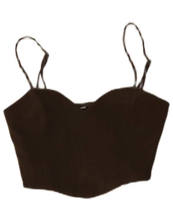 Zara Dame Crop Cami Top UK 12 Medium Brun