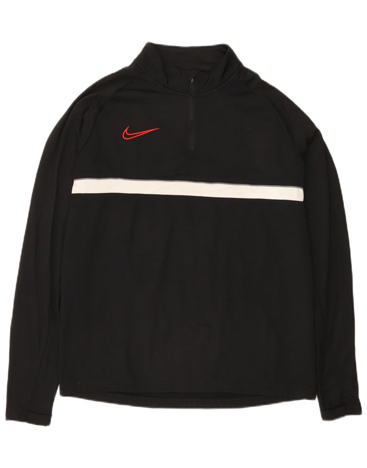Nike Herre Dri Fit Pullover med lynlås-hals Træningsdragt Top Medium Sort Colourblock
