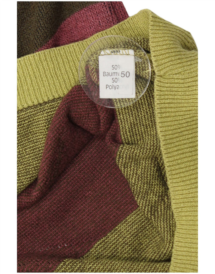 VINTAGE Herre sweater med rund hals IT 50 Medium Grøn Geometrisk