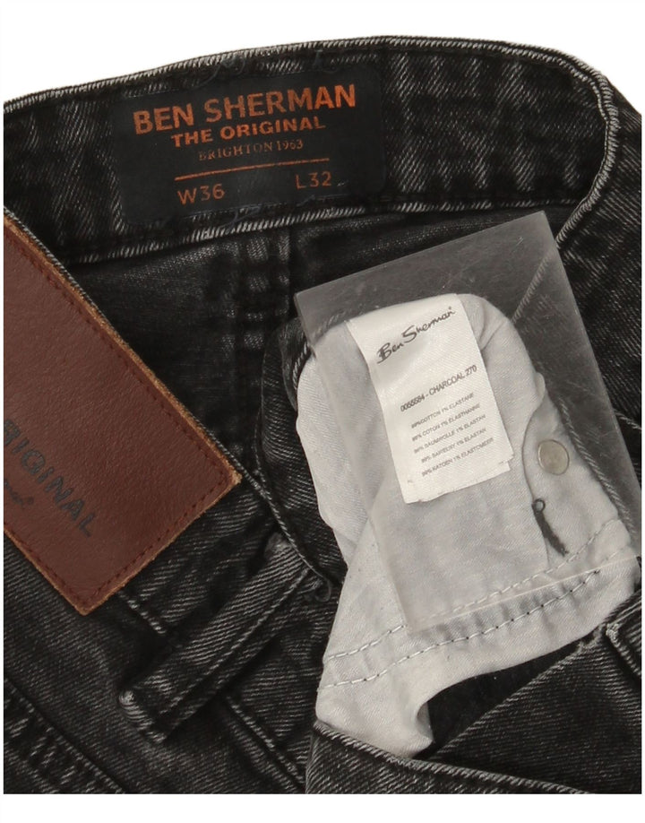 Ben Sherman Herre Brighton Slim Jeans W36 L32 Sort Bomuld