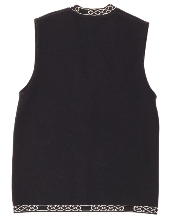 Devernois Paris Dame Cardigan Sweater UK 16 Large Navy Blue Geometric