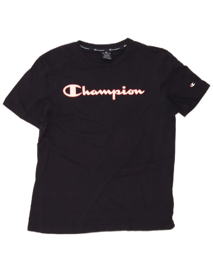 CHAMPION Herre grafisk T-shirt Top Medium Navyblå Bomuld