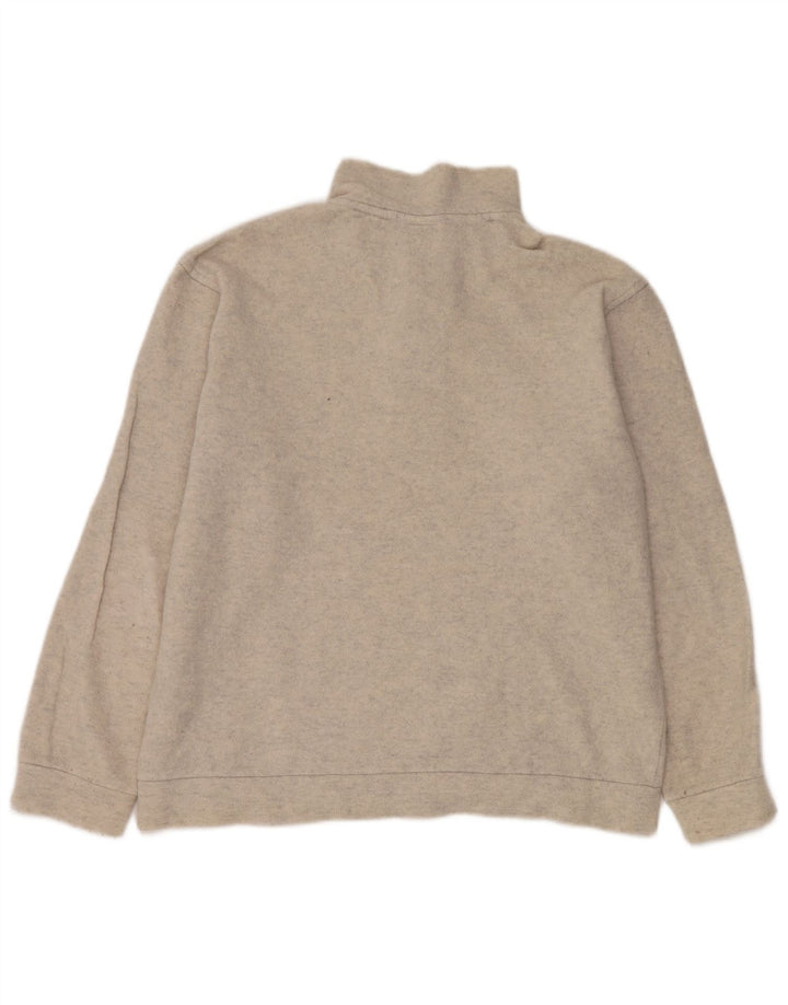 Lacoste Herre Button Neck Jumper Sweater Størrelse 5 Large Beige Flecked Wool