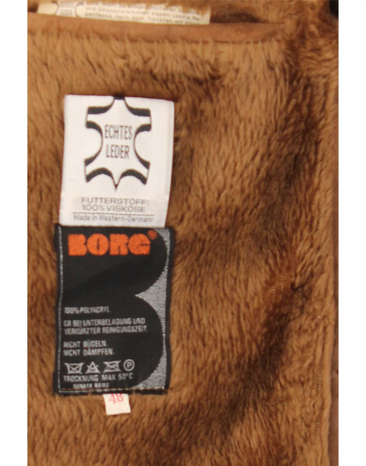Vintage Shearling overfrakke til mænd IT 48 medium brunt læder