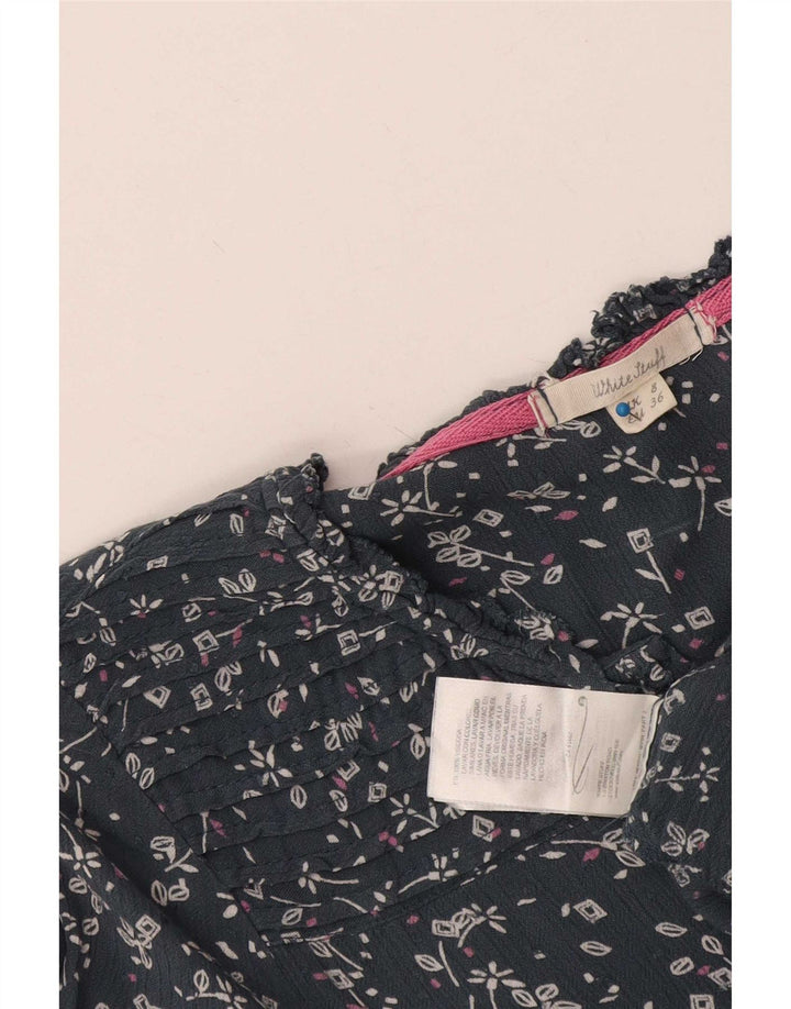 White Stuff Dame Langærmet Shift Dress UK 8 Small Navy Blue Floral