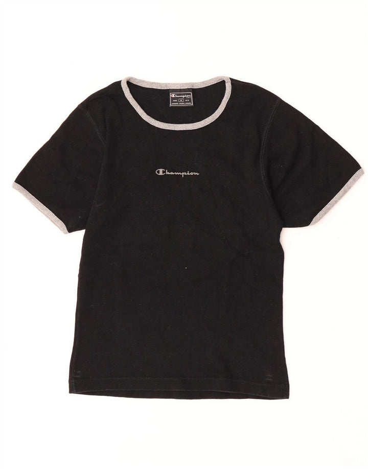 Champion Dame T-Shirt Top UK 12 Medium Sort Bomuld