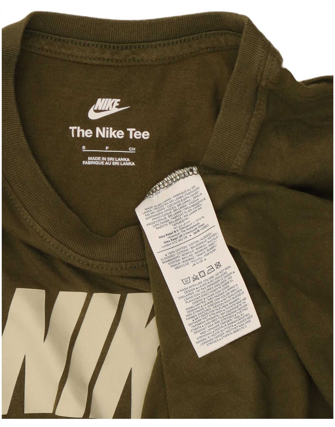 Nike Herre grafisk T-shirt Top Lille Khaki Bomuld