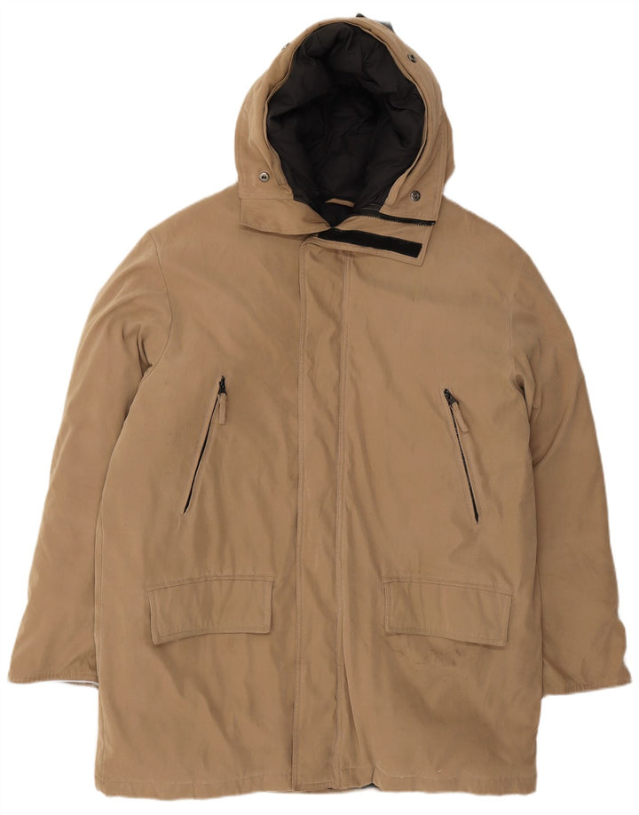 BEST COMPANY Mens Hooded Padded Jacket UK 40 Large Beige Polyester