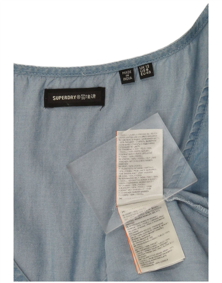 Superdry Womens A-Line Kjole UK 12 Medium Blue Lyocell