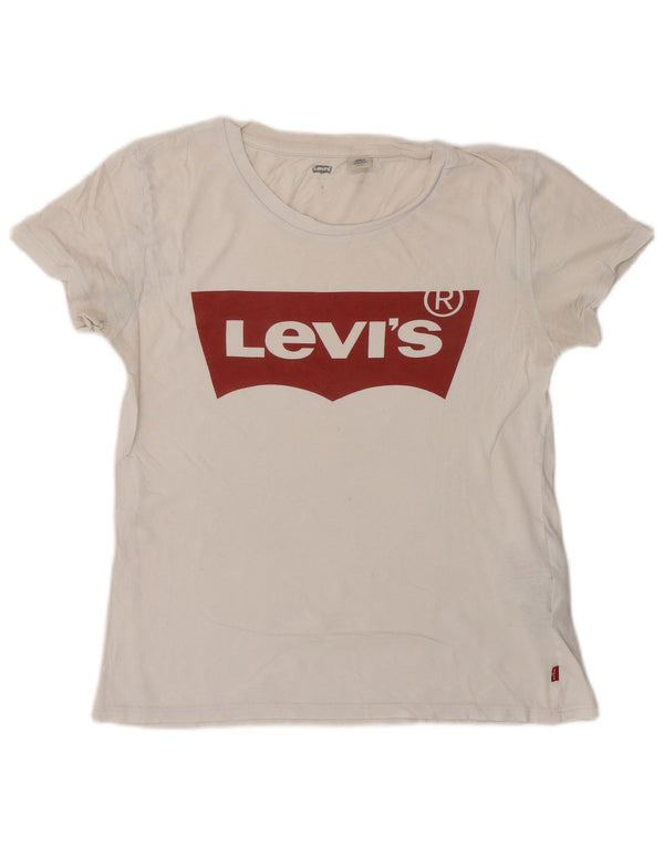 Levi's Womens Graphic T-Shirt Top UK 10 Small White Cotton