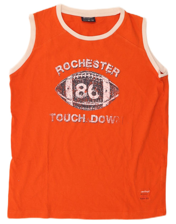 Champion Boys Grafisk Vest Top 13-14 år XL Orange Colourblock Bomuld