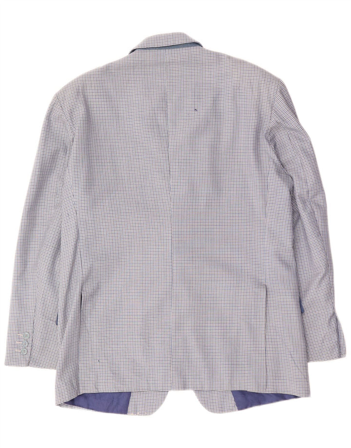 VINTAGE Herre 2-knaps blazerjakke IT 50 Stor blå ternet uld