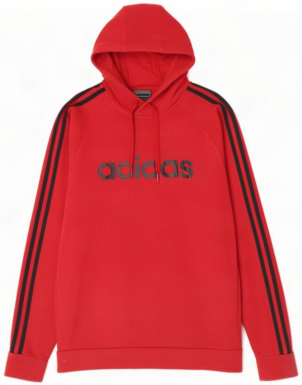 Adidas Mens Graphic Hoodie Jumper Medium Red Cotton