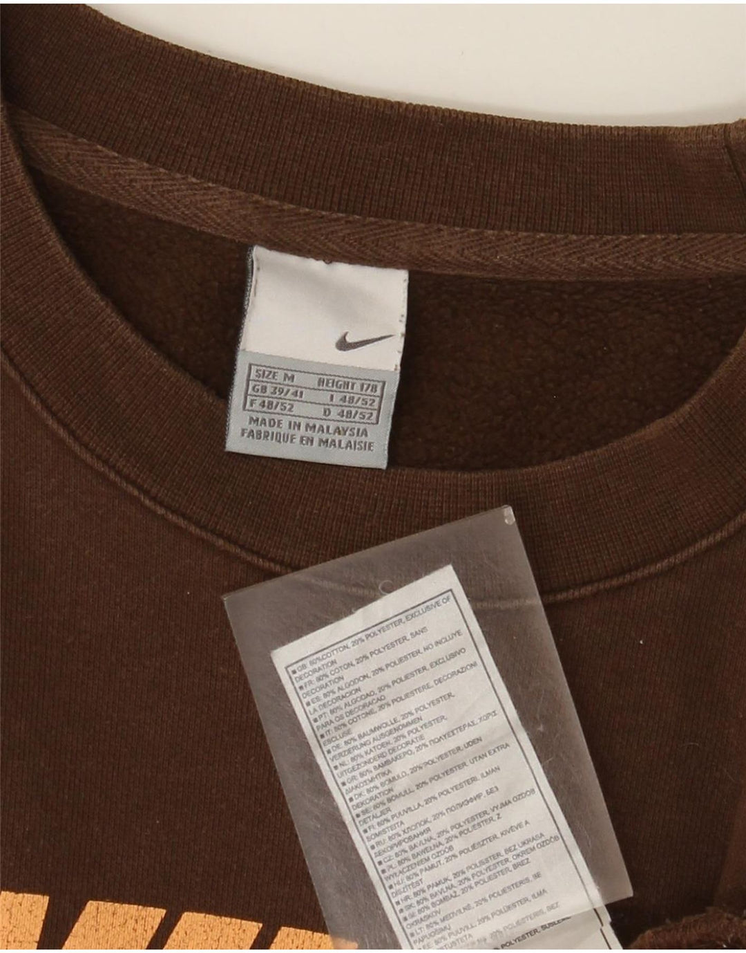 Nike grafisk sweatshirt til mænd UK 39/41 medium brun bomuld