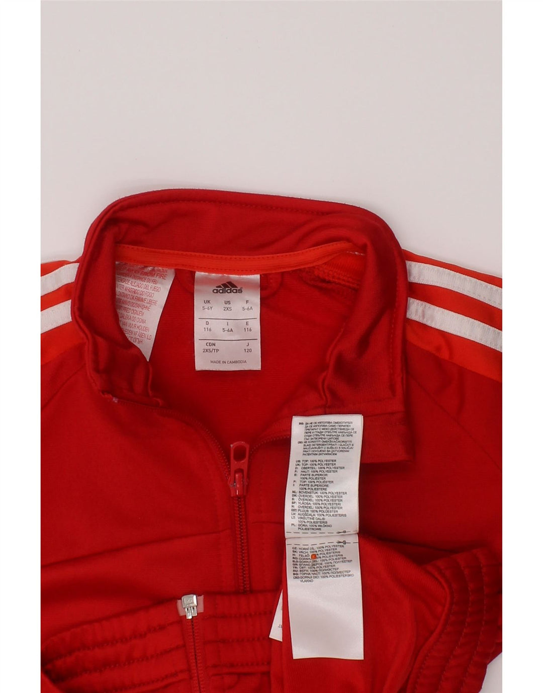 ADIDAS Pigetræningsdragt Topjakke 5-6 År Rød Polyester