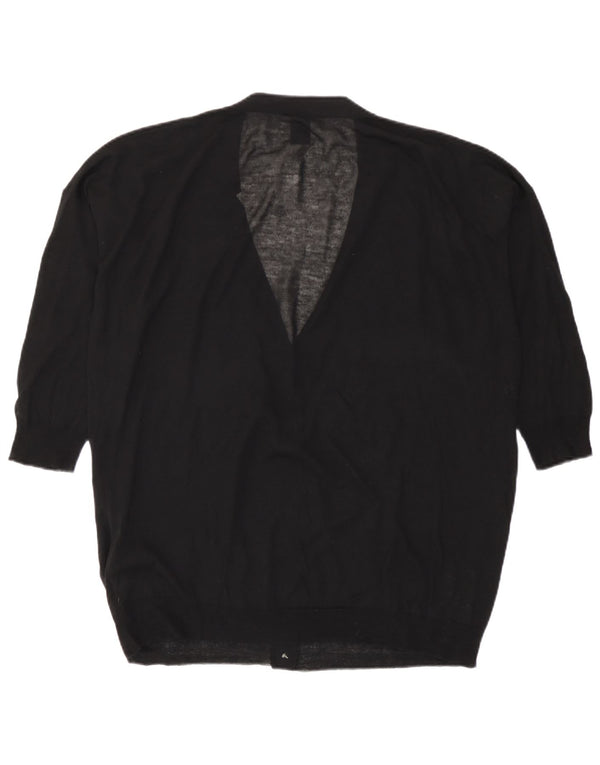Gap Dame Loose Fit 3/4-ærmet cardigantrøje UK 16 Stor sort bomuld