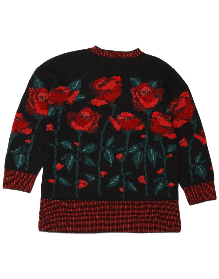 LAURA ASHLEY Dame sweater med rund hals DK 14 Medium Black Floral