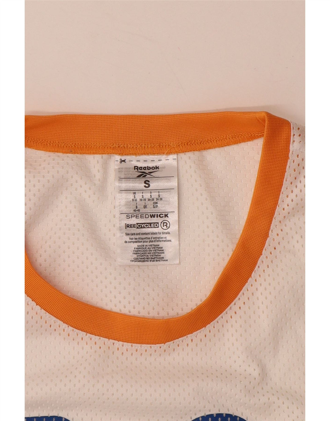 REEBOK Dame Loose Fit Grafisk Vest Top UK 8/10 Small Off White Polyester