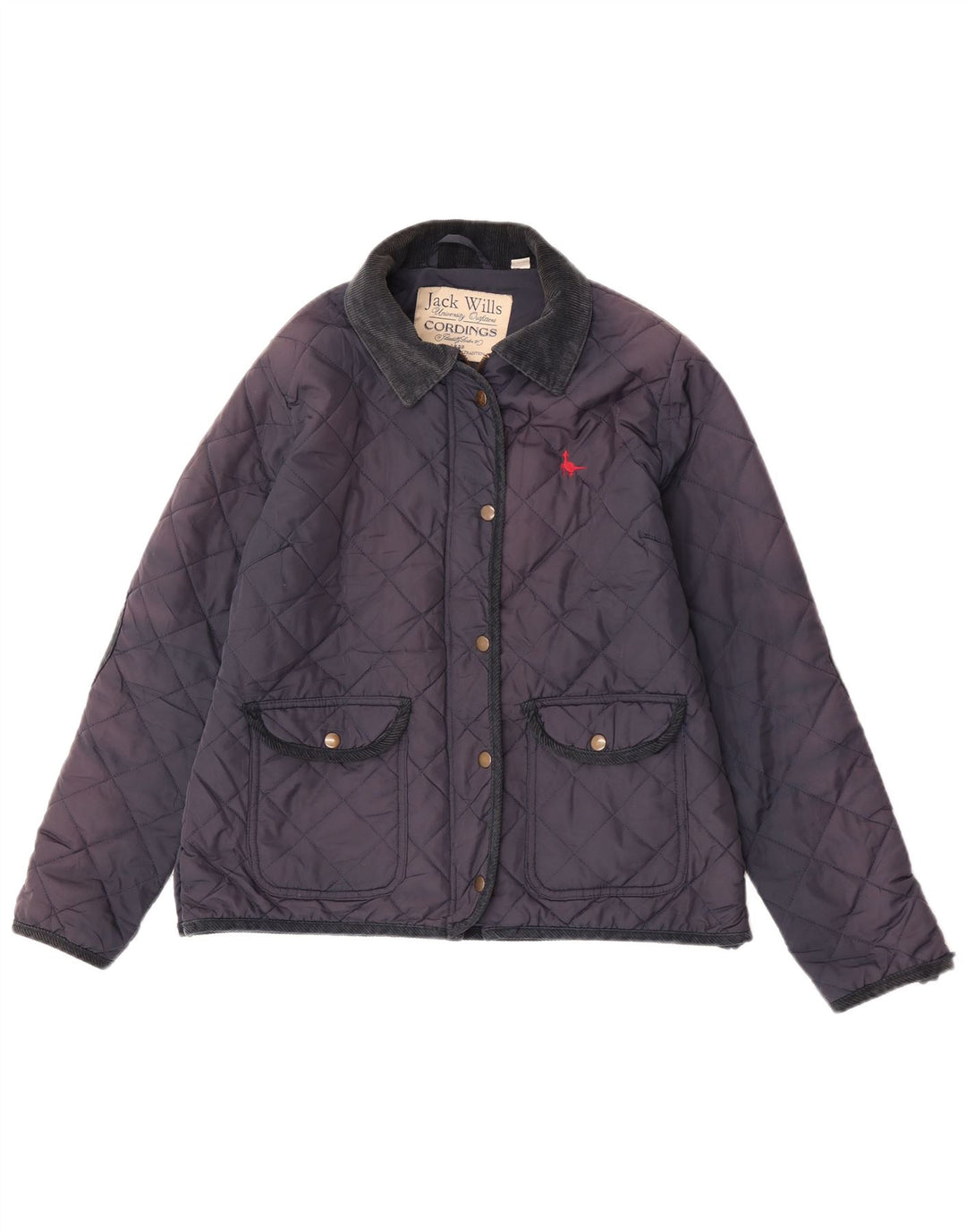 Jack Wills Quiltet jakke til kvinder UK 14 Stor marineblå nylon